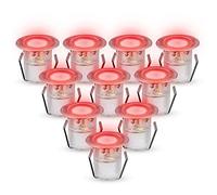 Mirrorstone Pack of 10 x NeoDeck Red IP67 LED Decking Lights, 30mm Decking-Plinth-Stair 10 x 0.6w