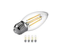 Mirrorstone+Pack of 4 Dimmable E27 3W Omni-LED, Clear Candle OMNIPlus, 30,000 Hour Lifespan, 360 Degree Beam Angle, Warm White 3000K