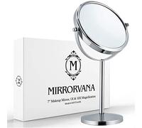 MIRRORVANA 10X Magnifying Makeup Mirror on Stand for Bedroom and Bathroom, Free Standing Desk & Table Mirror, Double Sided 10X/1X Magnification, 35cm Tall 18cm Wide
