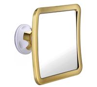 MIRRORVANA Gold-Plated Fogless Shower Mirror - Fog Free Shower Shaving Mirror with 360 Degree Suction Cup and Bonus Anti-Fog Spray - Portable and Shatterproof - 16cm x 16cm (Gold)
