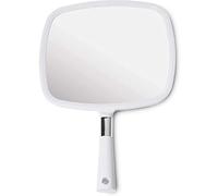 MIRRORVANA Large Hand Mirror with Comfy Handle - Big Hand Held Mirror for Barbers, Professional Hairdressers, Beauty Salons, Home Self Haircuts and Face Makeup Application - 33cm L x 23cm W (White)