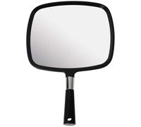 MIRRORVANA Large Hand Mirror with Comfy Handle - Big Handheld Mirror for Barber Shops, Hairdressing, Dental Offices, Home Self Hair Cutting and Make Up Application - 33cm L x 23cm W (Black)