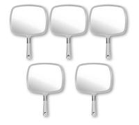 MIRRORVANA Large Pack of 5 Hand Held Mirror Set for Barbers & Salon - Perfect for Home, Travel, & Makeup Use with Long Comfy Handle & Distortion Free HD Reflection - 33CM Length X 23CM Width (Silver)