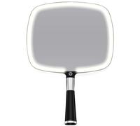 MIRRORVANA Lighted Hand Mirror with Handle - Ergonomic Handle Design with 3 Lighting Modes and Detachable Stand, Perfect for Makeup Application - 23 CM x 33 CM (Black)