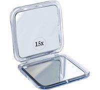 Mirrorvana Small Pocket Mirror with 15X Magnification - Foldable and Portable for Makeup - Gifts for Women Who Travel a Lot (Silver)