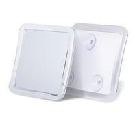 MIRRORVANA Small Travel Shower Mirror - Fogless & Shatterproof Shaving Mirror for Shower - Stick On Bathroom Mirror with Triple Suction Cups - 13.5cm x 13.5cm