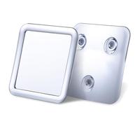 MIRRORVANA Travel Shower Mirror - Small Anti Fog Shaving Mirror with 100% Shatterproof Surface - Stick On Fogless Bathroom Mirror with Triple Suction Cups - 13.5cm x 13.5cm (Chrome)
