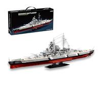 MirthMakers Bismarck Battleship Building Kit - 1:300 WW2 Warship Bricks Kit with Display Stand, Military Series Model, Collectible Historical Ship, Home Decor, for Adults, Teens Age14+ (2686PCS