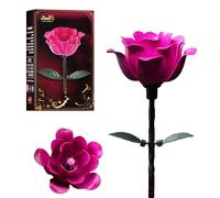 MirthMakers Gothic Pink Rose Building Blocks Set - 3D Flower Bricks Kit, Elegant Botanical Collection Model, Home Office Decor, for Girl Women Mom