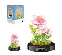 MirthMakers Hibiscus Flower Building Blocks Set - 543PCS Floral Bricks Kit with Display Case, DIY Plant Arrangement, Artificial Flowers, Botanical Collection, Home Décor, for Woman, Girl