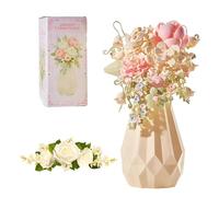 MirthMakers Jasmine Flower Building Blocks Set - 512PCS Rose Carnation Bricks Kit with Vase, Artificial Flowers, Botanical Collection, Elegant Home Décor Centerpiece, for Woman, Girl
