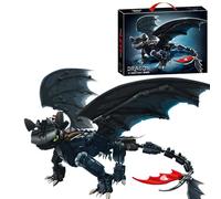 MirthMakers Night Shadow Dragon Building Block Set - 1026 PCS Black Anime Dinosaur Bricks Kit, Collectible Articulated Dragon Figure for Display, Home Decor, for Adult, Kid Age 6+