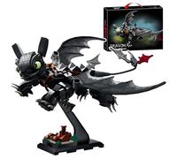 MirthMakers Night Shadow Dragon Building Block Set - 408 PCS Black Anime Dinosaur Bricks Kit with Display Stand, Collectible Articulated Dragon Figure for Display, Home Decor, for Adult, Kid Age 6+