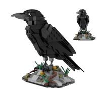 MirthMakers Raven Bird Perch Building Blocks Set - 357PCS Animal Crow with Rocky Base, Gothic Nature Home Decor, Predator Bird Figure Model, STEM Education Toy, Creative Gift for Adult Teen