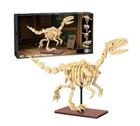 MirthMakers Skeleton Dinosaur Building Blocks Set - 256PCS Velociraptor Luminous Blocks Bricks Toy, Idea for Home Office Décor, Birthday Gift for Adults and Kids Age 6+