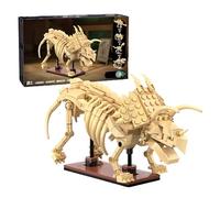 MirthMakers Skeleton Dinosaur Building Blocks Set - 272PCS Triceratops Luminous Blocks Bricks Toy, Idea for Home Office Décor, Birthday Gift for Adults and Kids Age 6+