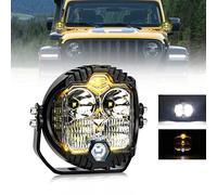 MIRUNNY 5 Inch Side Shooter Led Driving Lights, White & Amber Color, 55W 5500LM Flood Spot Combo Beam Work Fog Light for Jeep Offroad 4x4 Pickup Truck ATV SUV Car Boat, 1 Pack