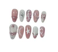 MIRVOXUD Almond Full Cover Cat Eye Pattern Press On Acrylic False Nail Set(PINK-C)