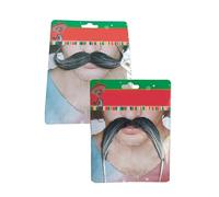 Mirweon 2Pcs Adhesive Novelty Hairy Beard Costume Facials Hair Fake Mustaches Christmas Party Supplies Decorations All Ages Adhesive Novelty Fake Mustache