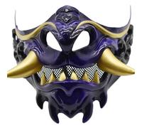 Mirweon Devil Samurais Halloween Cosplay Half Face Masquerade Party Japanese For Carnivals