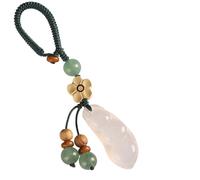 Mirweon Elegant Chalcedony Four Season Bean Pendant Phone Lanyard Representing Prosperity Suitable for Keys Bags Or Cars