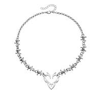 Mirweon Elegant Sturdy Alloy Love Heart Necklace With Thorns Designs Portable Fashion Accessory For Parties Supplies And Dates
