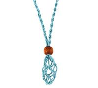 Mirweon Retro Woven Natural Stone Pendant Necklace Net Pocket Hollow Handmade Jewelry Men And Women The Same Without Adjustable Necklace Holder