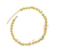 Mirweon Sturdy Alloy Necklace With Beads And A Lovely Bowknot Designs For Fashionable Women Stylish Outfits Daily Casual Use Alloy Necklace