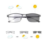 MIRYEA Photochromic Bifocal Reading Glasses Men Women Transition Sunglasses UV400 Protection Sun Readers Far and Near Dual-Use Blue Light Blocking Eyeglasses Full Rim Metal Frame Presbyopia Eyewear
