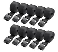 Mis.Moon 10 Pcs Ratchet Tie Down Straps, 1m x 25mm Heavy Duty Lashing Straps Adjustable Black Roof Rack Tension Belts with Buckle for Trucks, Cargo, Motorcycle, Luggage