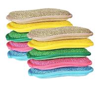 Mis.Moon 10PCS Microfiber Non-Scratch Dishwashing Sponge, Eco Dual Action Scrubbing Sponge, Reusable Washing Up Sponge, Dual-Sided Kitchen and Bathroom Cleaning Products