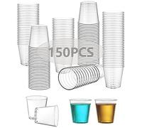 Mis.Moon 150PCS Plastic Shot Glasses, Reusable Shot Glasses 30ml-1oz, Strong Durable Hard Plastic, Quality Crystal Clear Shot Cups for Parties, Travel, Picnics, Weddings, Camping, Beach