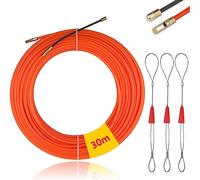 Mis.Moon 30M Fish Tape Wire Puller Through Wall with 3 Metal Lock Wires, Φ4mm Cable Running Puller Rods, Electrical Wire Threader Puller for Communication Cable, Wall, Floor Duct (orange)