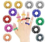 Mis.Moon Finger Massage Ring Set, Colorful Spiky Sensory Finger Rings Anti Stress Acupressure Rings Quiet Stress Reducer and Massager (12PCS)