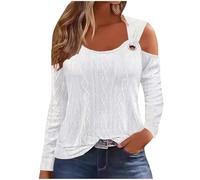 Mis Pedidos 2024 Sexy Cold Shoulder Tops for Women UK Fall Fashion 3/4 Sleeve V Neck Tunic Shirts Ladies Elegant Hollow Out Eyelet Blouse Dressy Casual Solid Color Loose Fit Tee Shirts
