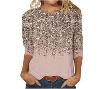 Mis Pedidos Casual 3/4 Sleeve Tunic Tops for Women UK 2025 Summer Fashion Crew Neck Lightweight Blouse Dressy Comfy Loose Fit Shirts Ladies Elegant Floral Print T-Shirt Going Out Tee