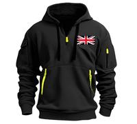 Mis Pedidos Men's Hoodies UK Casual Long Sleeve 1/4 Zip Up Drawstring Sweatshirt Funny Solid Color Flag Printed Pullover Tops Winter Oversized Warm Jumper Blouse with Pockets