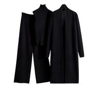 Mis Pedidos Women Fall Winter 3 Piece Outfits UK Dressy Casual Sleeveless Knit Tank Tops and Wide Leg Pants and Long Sleeve Cardigan Coat Set 2024 Fashion Ladies Elegant Going Out Tracksuit
