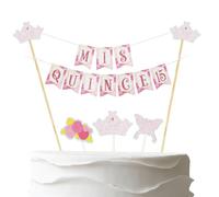 Mis Quince 15 Cake Topper Banner,Pre-Strung Feliz Cumpleanos It 's My 15th Birthday Cake Topper Garland & Cupcake Toppers,6pcs Sweet 15th Birthday Party Supplies