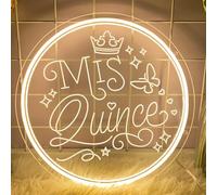 Mis Quince Neon Sign Happy 15th Birthday Neon Signs for Wall Sweet 15 LED Neon Light with Dimmable Switch Neon Lights Letter Neon Wall Sign for Bedroom Quinceanera Birthday Party Decor Girl Gift