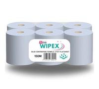 Misa Wipex 150m 2 Ply Centrefeed Blue Rolls 700 Sheets Per Roll Flat Sheet (6 Rolls)