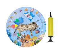 Misaakoeq Cat Water Sensory Mat,Water-Filled Cat Mat - with Pump Inflatable Pad Thickened PVC Leakproof Cooling for Pet Play Dogs Animals