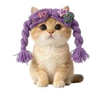 Misaakoeq Cat Wig | Soft Braid Pet Supplies,Kitten Hair Wig Cosplay Headgear | for Small Medium Large Doggy Kitten Home Photoshoot Role-Play Halloween Party Christmas Birthday Holiday