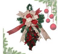 Misaakoeq Christmas Swag for Front Door - 23.62 In Christmas Swag with Pine Cones Red Berries - Holiday Favor Artificial Teardrop Decorative Swag for Winter New Year Home Stairs