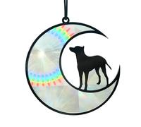 Misaakoeq Dog Sun Catcher Memorial - Pet Sun Catcher - Dog Window Ornament, Dog Memorial For Loss Of Dog, Dog Memorial Sun Catcher, Dog Stands The Moon For Window