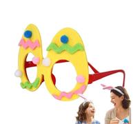 Misaakoeq Easter Glasses Frame, Bunny Ears Chick Eggs Favors, Lightweight Easter Glasses with Vivid Colors for Easter Photo Props