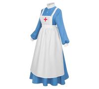 Misaakoeq Halloween Nurse Costume | Halloween Nurse Uniform Top Dress - Historical Outfit with Apron for Dress up Role Play TV Productions Events Party Performances History Museums