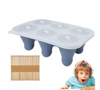 Misaakoeq Ice Pop Mold | 6-Cavity Easy Release with Lid | Silicone Ice Mold with Wood Sticks | for Desserts Brownie Cake Chocolate Mousse Pudding Fondant Yogurt Juice