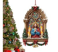 Misaakoeq Jesus Ornaments for Christmas Tree | Nativity Christmas Ornaments - 2D Acrylic Seasonal Holiday Decorations for Family Mother Men Women Father