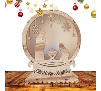 Misaakoeq Lighted Nativity Scene Indoor,LED Light Up Christmas Wooden Nativity Scene Table Decoration | Indoor Festive Ornament, Religious Christmas Decorations for Table Tiered Tray